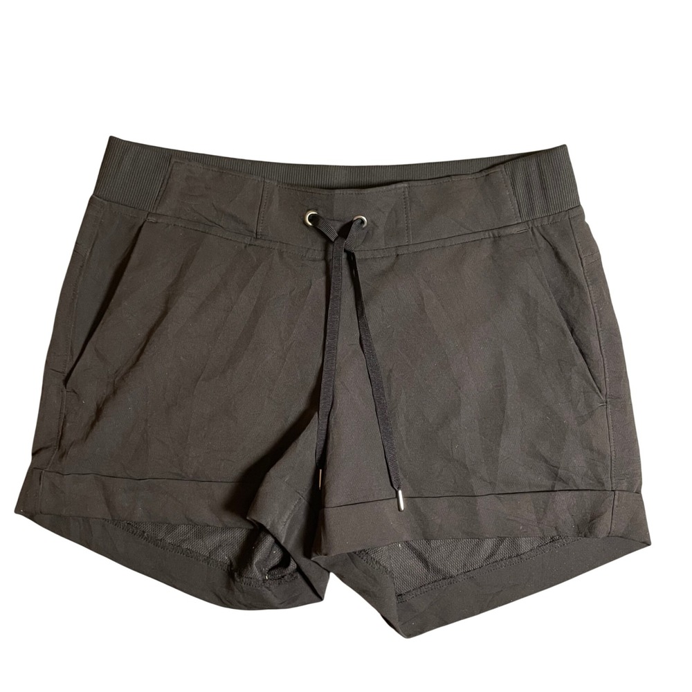 Athleta Black Athletic Shorts Women's Size 6 Drawstring Waist Mesh Detail Active